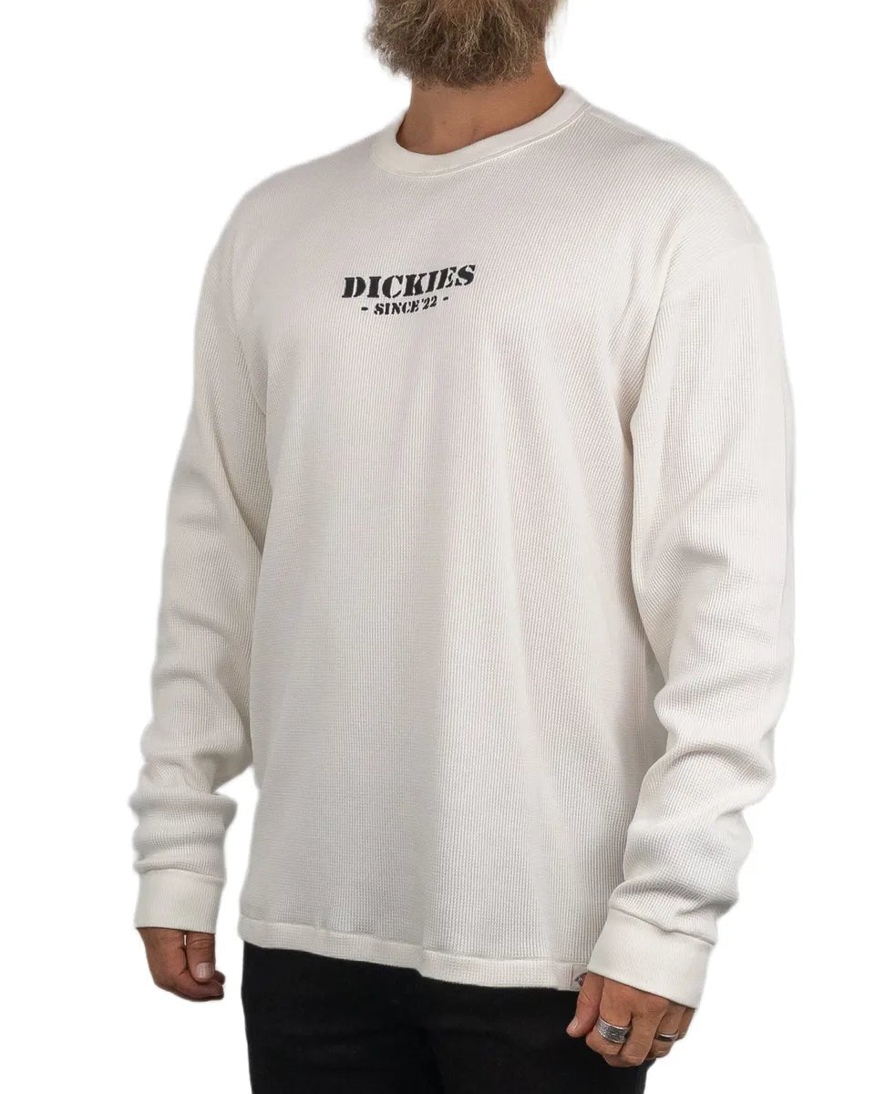 Dickies - Långärmad T-Shirt - Våfflad - Vit - jhstore.se