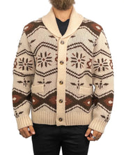Iron & Resin - Stickad Kofta i Ull - Wincha Shawl Sweater - Vit - jhstore.se