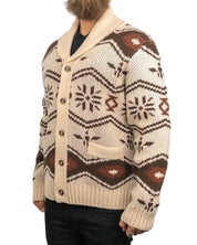 Iron & Resin - Stickad Kofta i Ull - Wincha Shawl Sweater - Vit - jhstore.se