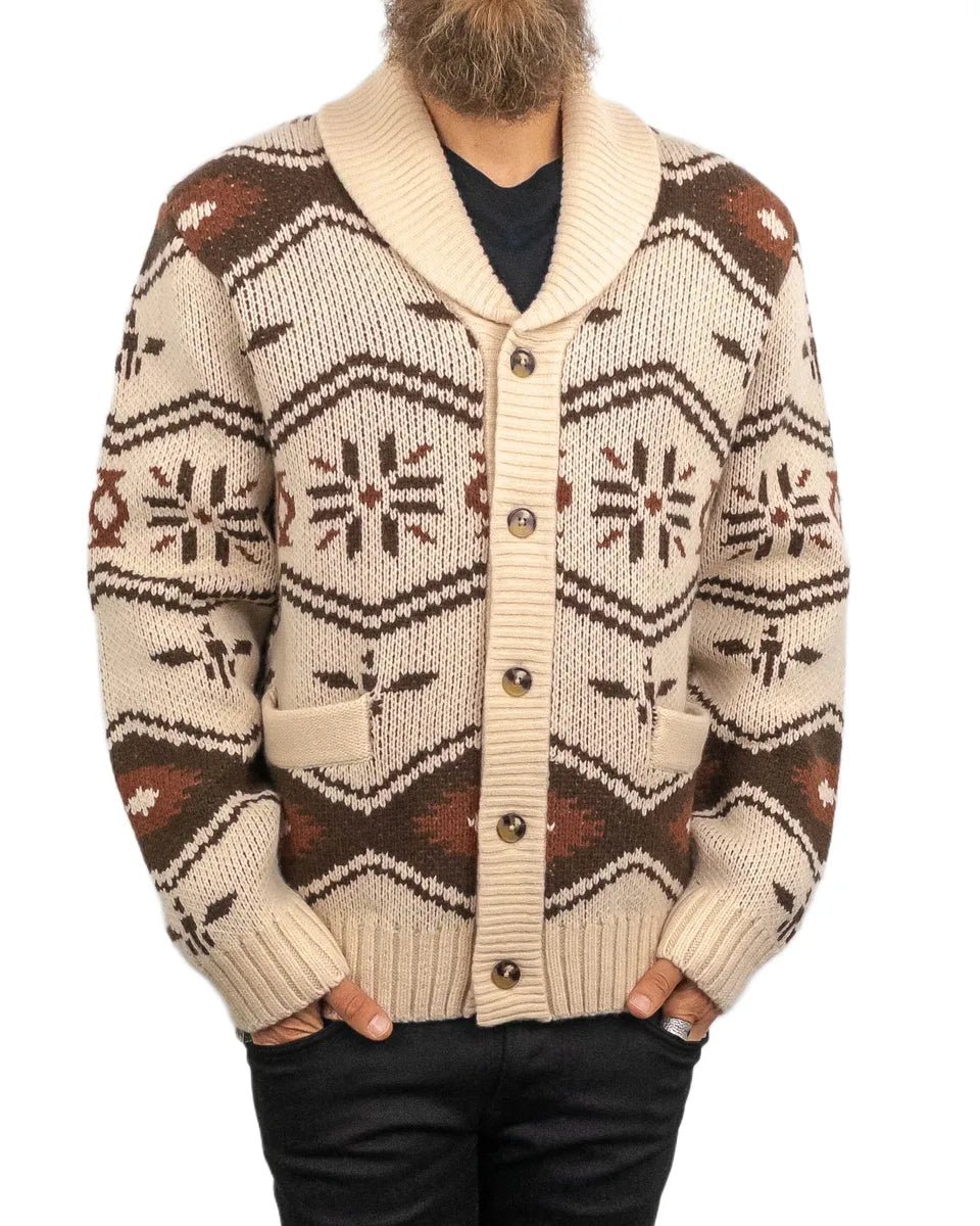 Iron & Resin - Stickad Kofta i Ull - Wincha Shawl Sweater - Vit - jhstore.se