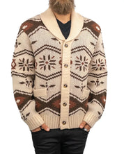 Iron & Resin - Stickad Kofta i Ull - Wincha Shawl Sweater - Vit - jhstore.se