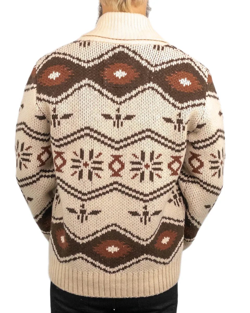 Iron & Resin - Stickad Kofta i Ull - Wincha Shawl Sweater - Vit - jhstore.se