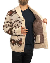 Iron & Resin - Stickad Kofta i Ull - Wincha Shawl Sweater - Vit - jhstore.se