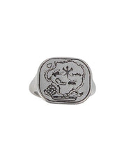 Jernhest - Antrik Ring med karta - Opolerad silver - jhstore.se
