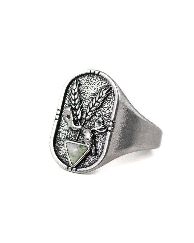 Jernhest - Dvardala Ring - Silver - Ring med Kolmårdsmarmor - jhstore.se