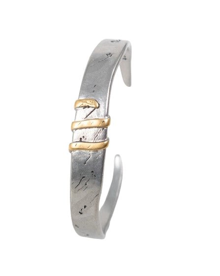 Jernhest - Flats Armband - Oxiderad Silver med Guld band - jhstore.se