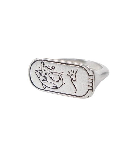 Jernhest - Haman Ring med haj - Opolerad Silver - jhstore.se