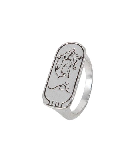 Jernhest - Haman Ring med haj - Opolerad Silver - jhstore.se