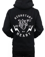 Jernhest Kickstart My Heart Hoodie - Black Zip-Hoodie with Graphic Print
