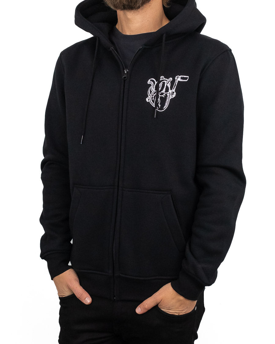 Jernhest Kickstart My Heart Hoodie - Svart Zip - Hoodie med Grafiskt Tryck - jhstore.se