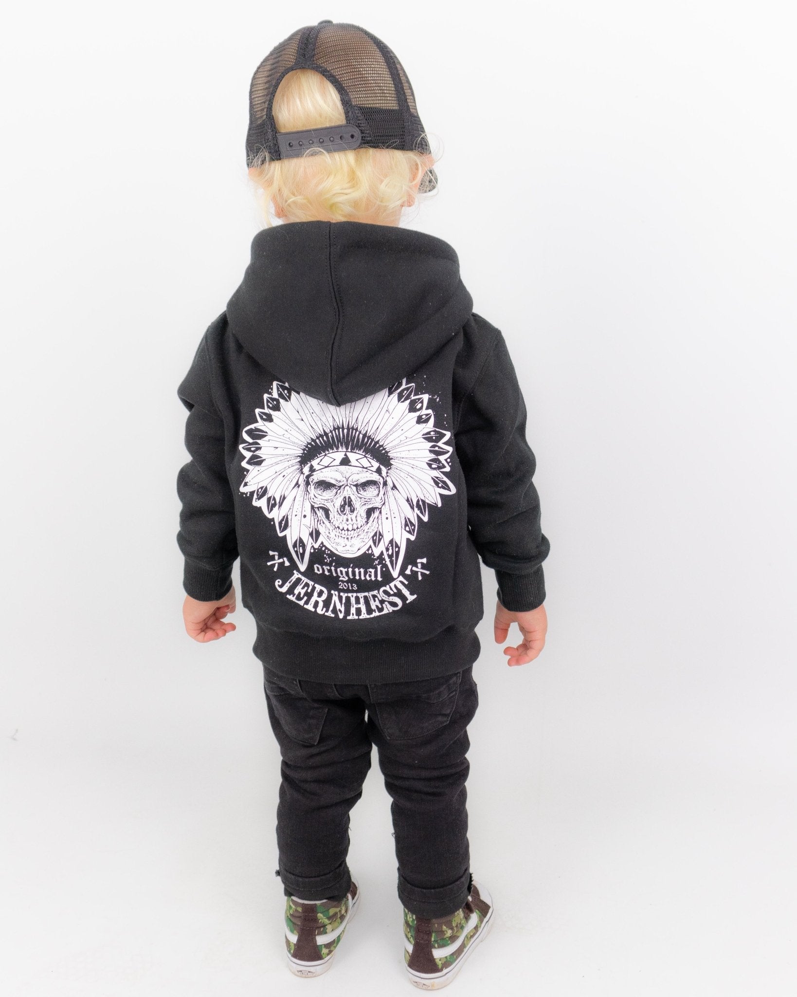 Jernhest - Little Native Zip Hood Black - jhstore.se