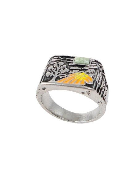 Jernhest - Slatta Ring med Kolmårdsmarmor och emalj - Silver - jhstore.se