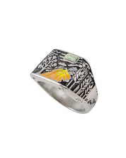 Jernhest - Slatta Ring med Kolmårdsmarmor och emalj - Silver - jhstore.se