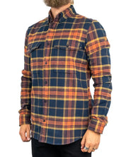 Fjällräven Övik Twill flanellskjorta i rostruta, sidan med bröstficka