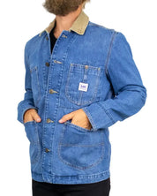 Lee 91LJ Chore Jacket Vintage Wear i blått, framsida med manchesterkrage