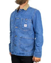 Lee 91LJ Chore Jacket Vintage Wear i blått, sidan med påsydda fickor