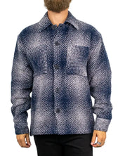 Resteröds Nolan Heavy Twill overshirt i marinblå skuggruta, framsida