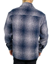 Resteröds Nolan Heavy Twill overshirt i marinblå skuggruta, baksida