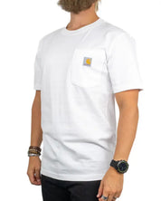 Carhartt K87 t-shirt i vitt sedd snett från sidan, relaxed fit