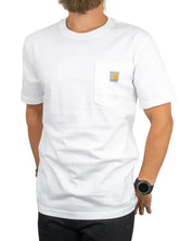 Carhartt K87 Dearborn Relaxed Pocket T-shirt i vitt, framsida med bröstficka