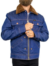Wrangler Super Jeans Jacket Super Raw i blått, snett framifrån