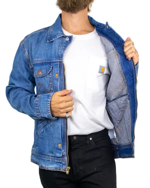 Wrangler Super Jeans Jacket Cowboy Fade i blått, insida