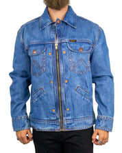 Wrangler Super Jeans Jacket Cowboy Fade i blått, framsida