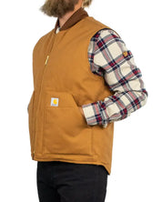 Carhartt V01 Insulated Rib Collar väst i brunt, sidan med ficka