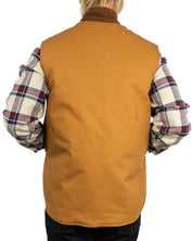Carhartt V01 Insulated Rib Collar väst i brunt, baksida