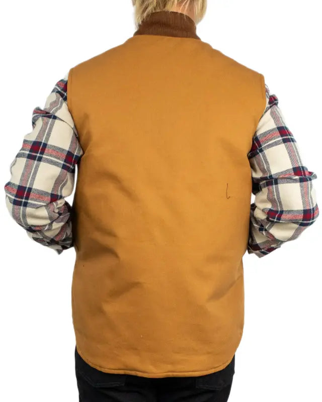 Carhartt V01 Insulated Rib Collar väst i brunt, baksida