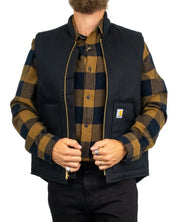 Carhartt V01 Insulated Rib Collar väst i svart, öppen framsida