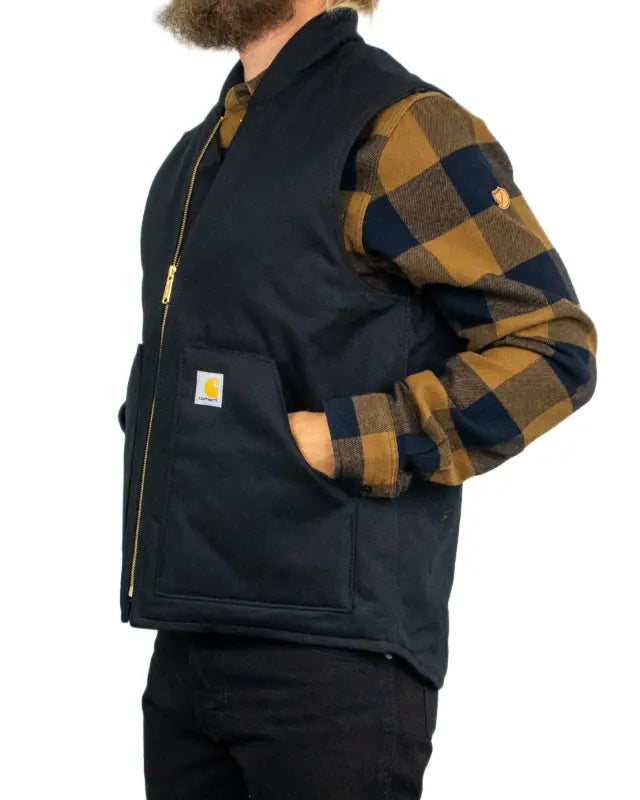 Carhartt V01 Insulated Rib Collar väst i svart, sidan med ficka