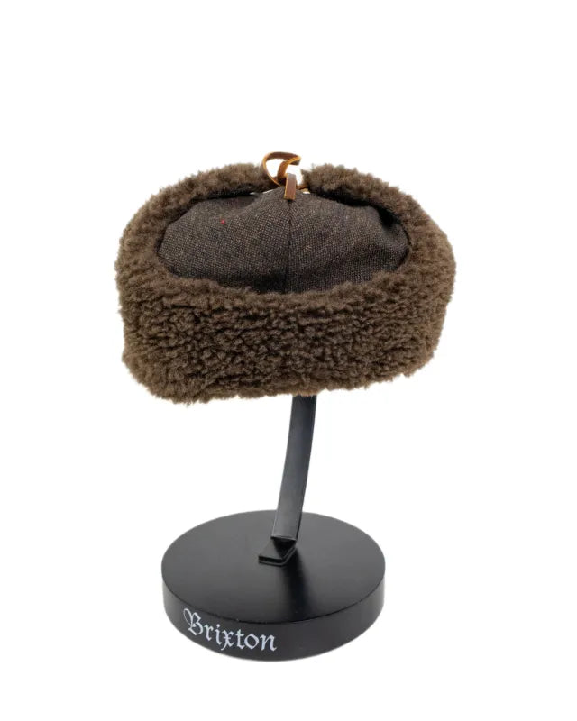 Brixton Barrel Earflap Snap Cap i brunt tweed, produktbild 4
