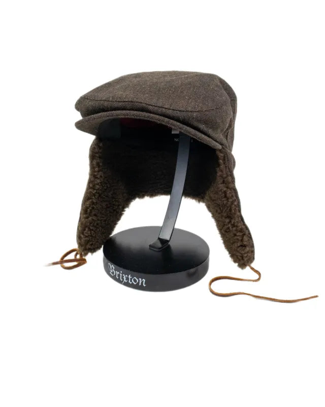 Brixton Barrel Earflap Snap Cap gubbkeps i brunt tweed med öronlappar, produktbild 1