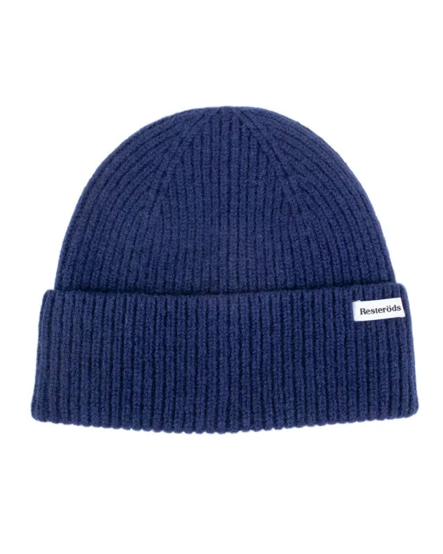 Resteröds Wool Beanie mössa i marinblå ull, produktbild