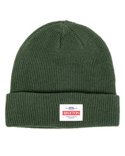 Brixton Trademark Beanie mössa i olivgrönt med uppvikt kant och vävd etikett