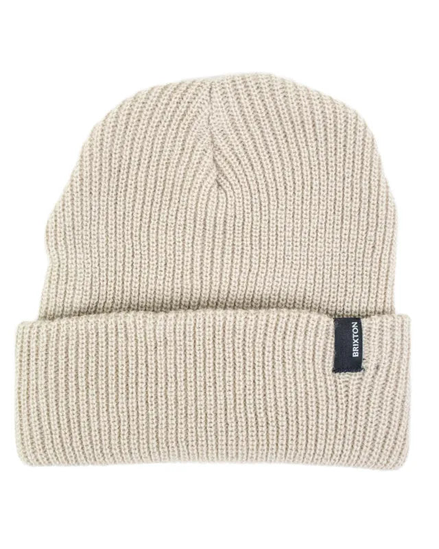 Brixton Heist Beanie mössa i beige akryl med uppvikt kant, produktbild