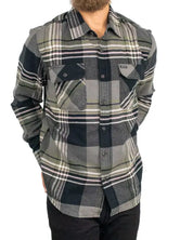 Brixton Bowery Flannel flanellskjorta i garnfärgad ruta, på modell