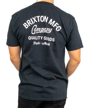 Brixton Straton Standard Tee svart t-shirt, ryggtryck med Brixton Mfg Company