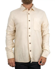 Brixton Hasting Lightweight Flannel flanellskjorta i benvit, på modell