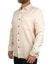 Brixton Hasting Lightweight Flannel flanellskjorta i benvit, detalj av bröstficka