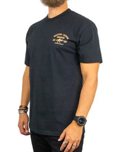 Brixton Dyson Standard Tee svart t-shirt, detalj av brösttryck