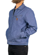 Brixton Mechanic Garage Zip Jacket i indigoblått, på modell