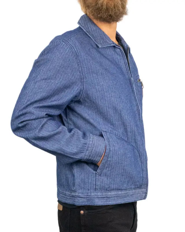 Brixton Mechanic Garage Zip Jacket verkstadsjacka i bomull, på modell