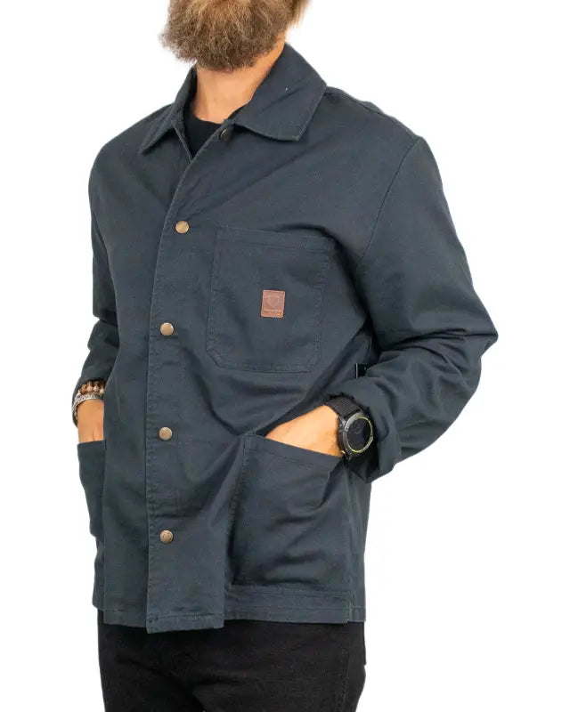 Brixton Painters Jacket, detalj av tryckknappar och krage