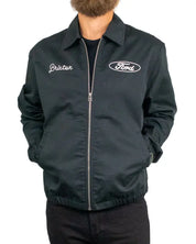 Brixton Ford Built Tough Harrington jacka, detalj av krage och dragkedja