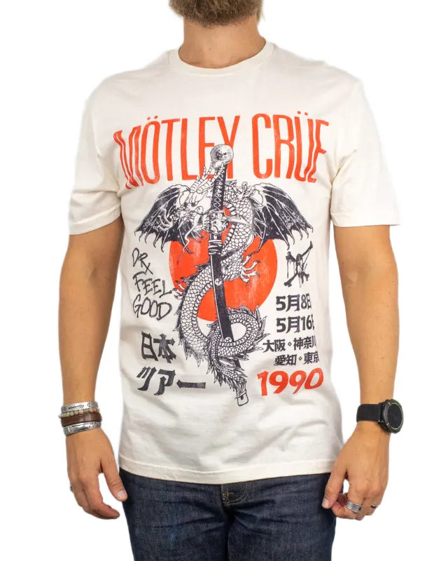 Band Tee - T-Shirt - Mötley Crüe - Dr Feelgood Japanese Tour '90 - Vit