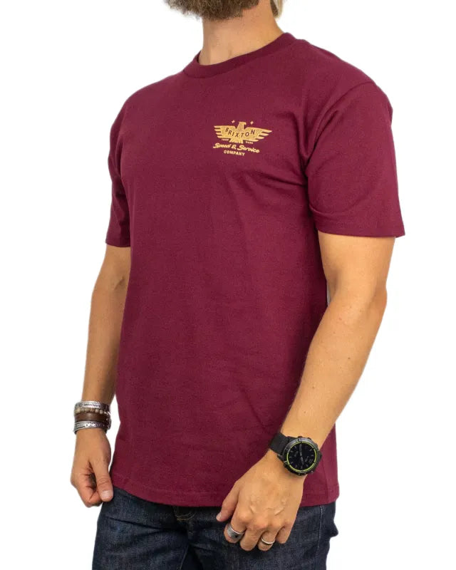 Brixton - T-shirt - Ewing Standard Tee Burgundy - Vinröd