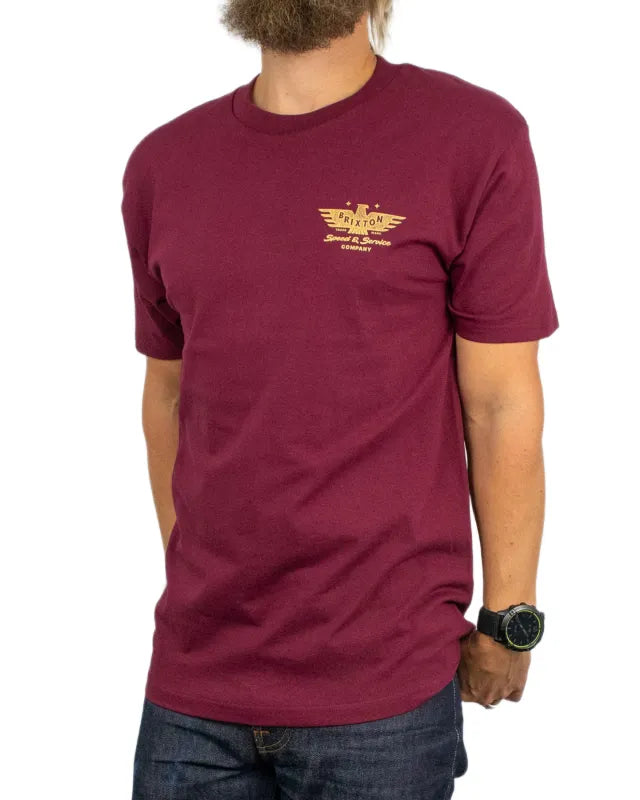 Brixton - T-shirt - Ewing Standard Tee Burgundy - Vinröd