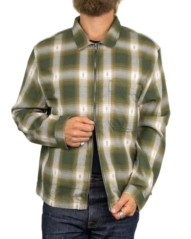 Vans - Flanellskjorta - Larkspur Zip Plaid Flannel - Grön